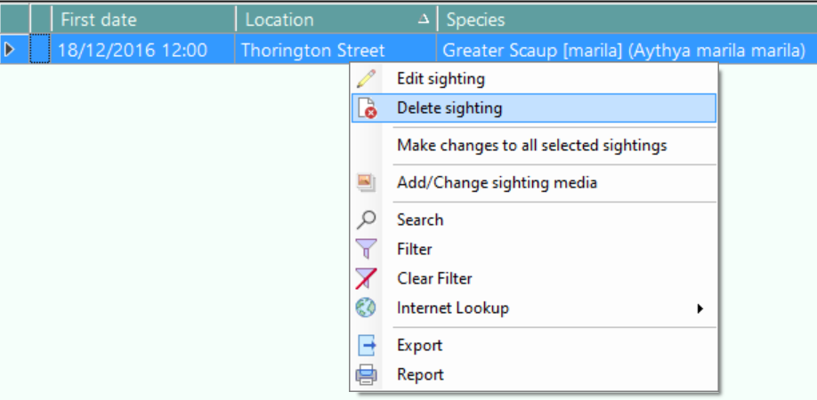 DeleteSightingMenu